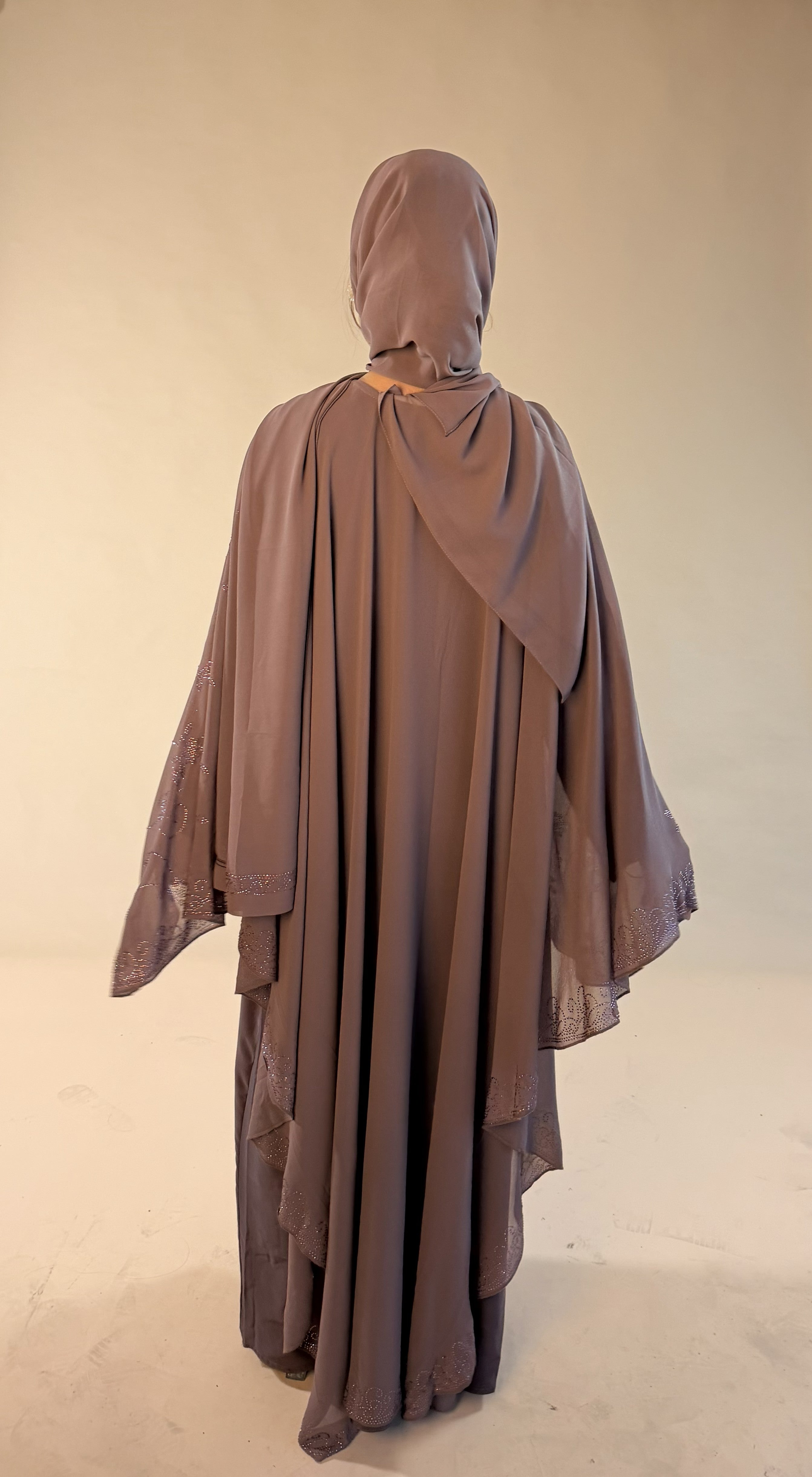 MAUVE BROWN CAPE ABAYA SET