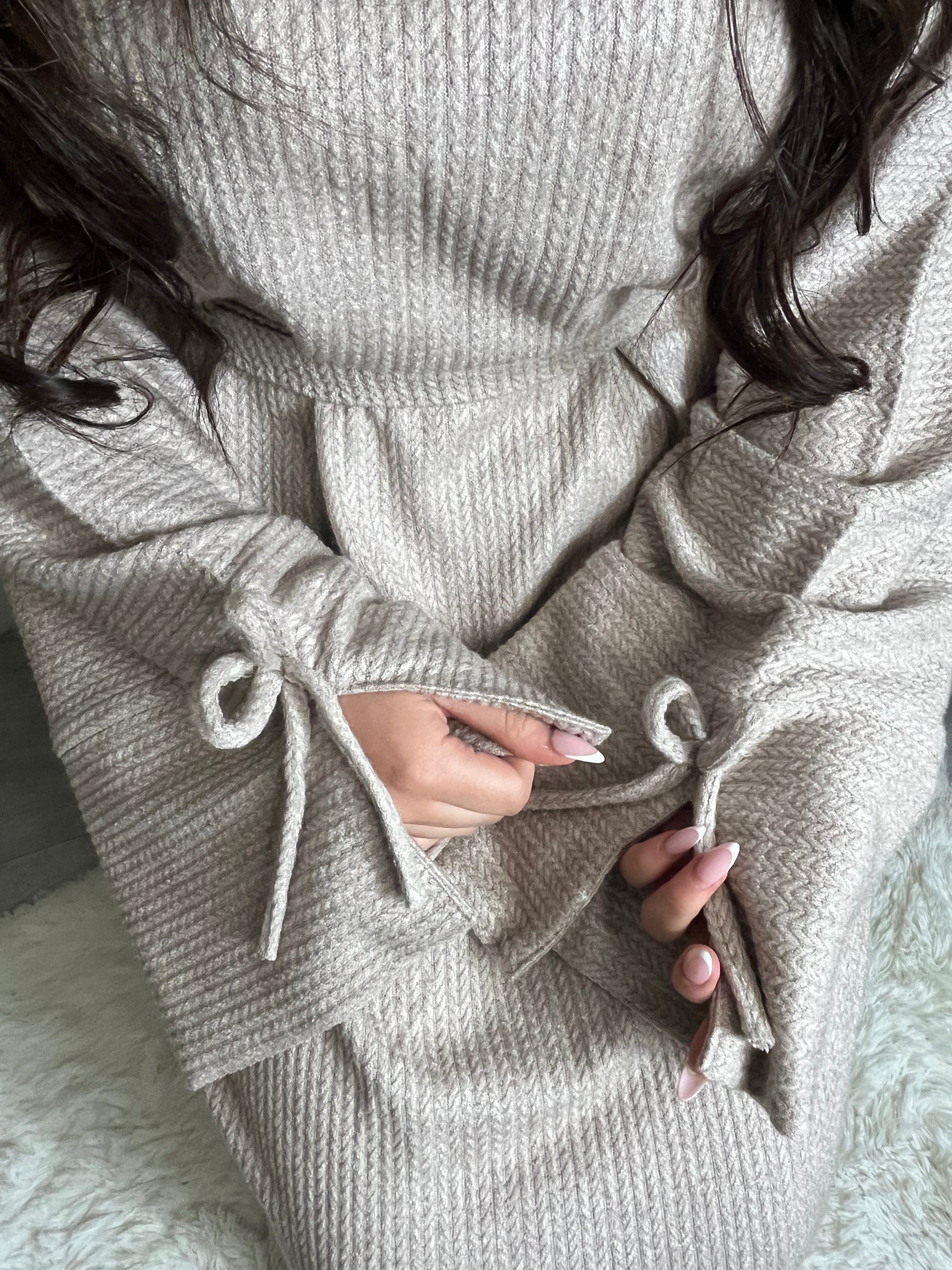 RIBBED JERSEY ABAYA LIGHT BEIGE