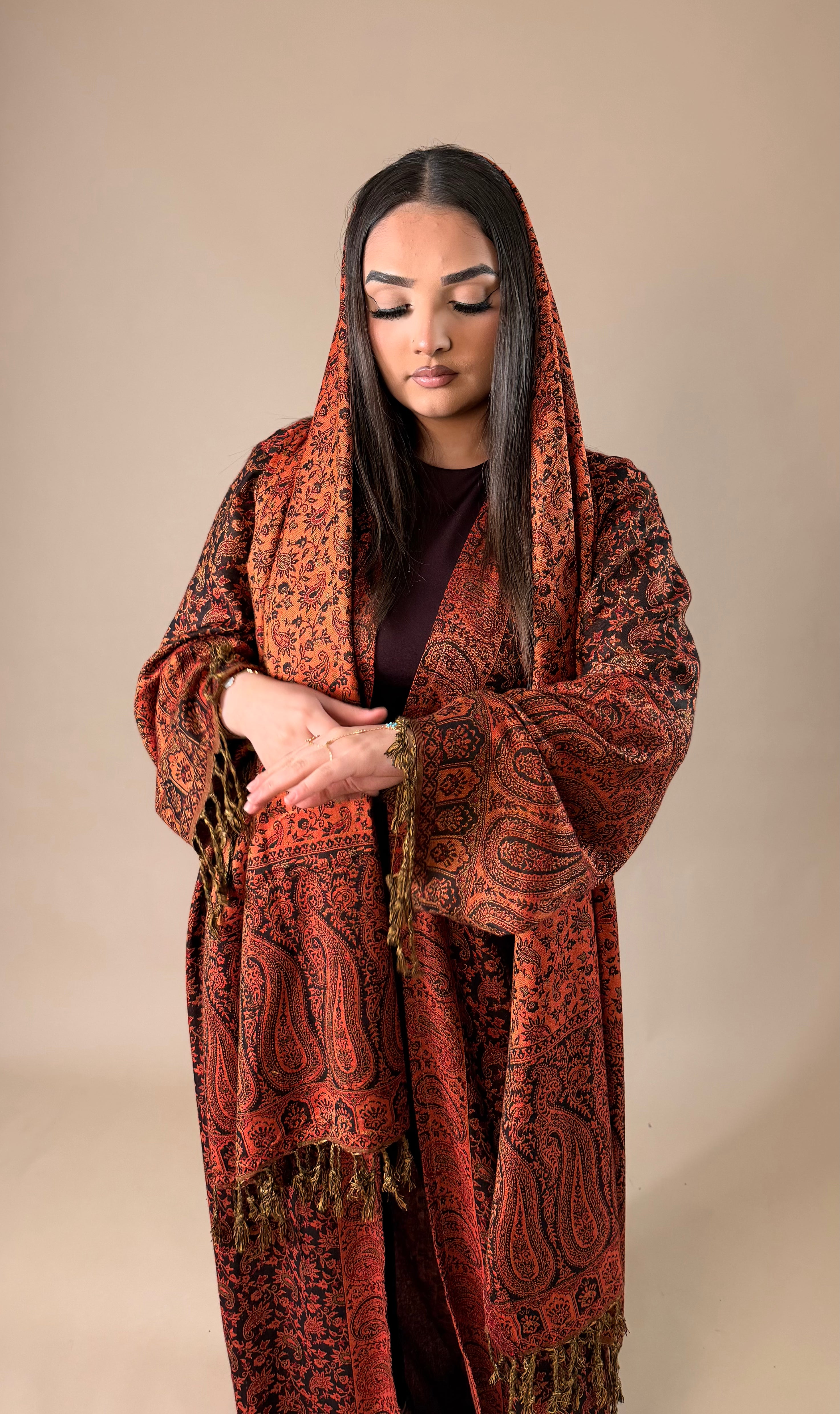 KHALEESI PASHMINA ABAYA ORANGE