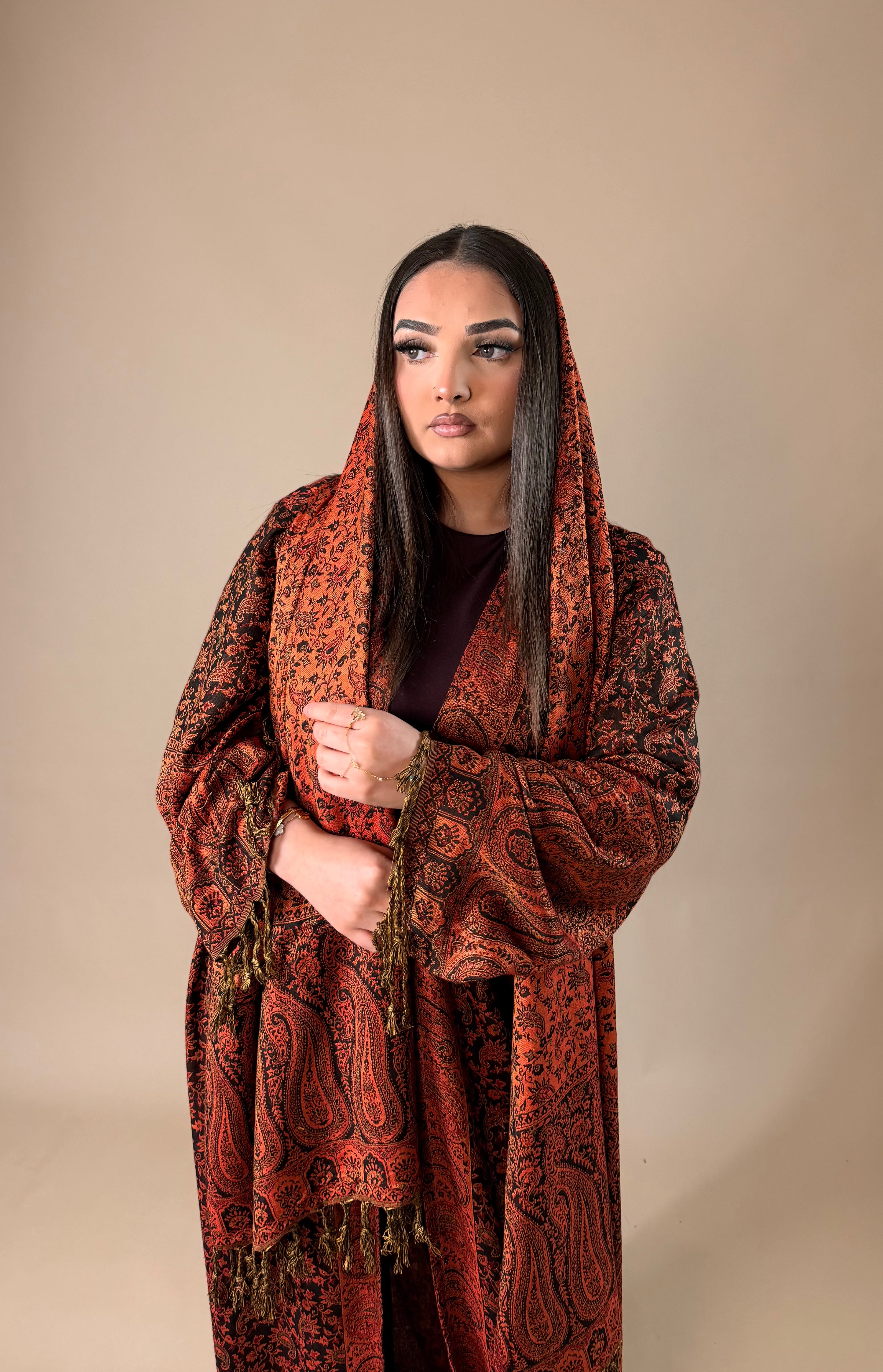 KHALEESI PASHMINA ABAYA ORANGE
