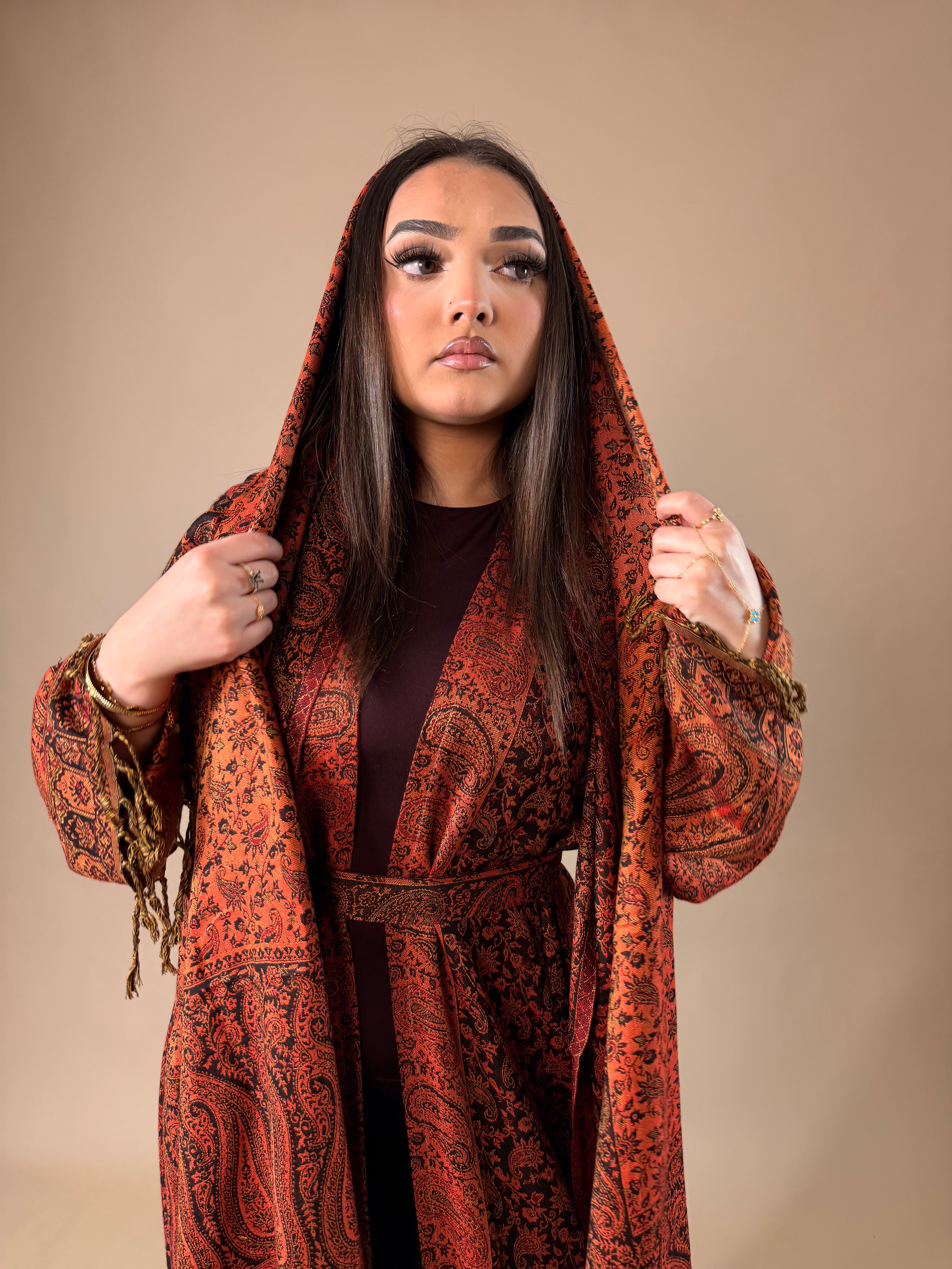KHALEESI PASHMINA ABAYA ORANGE