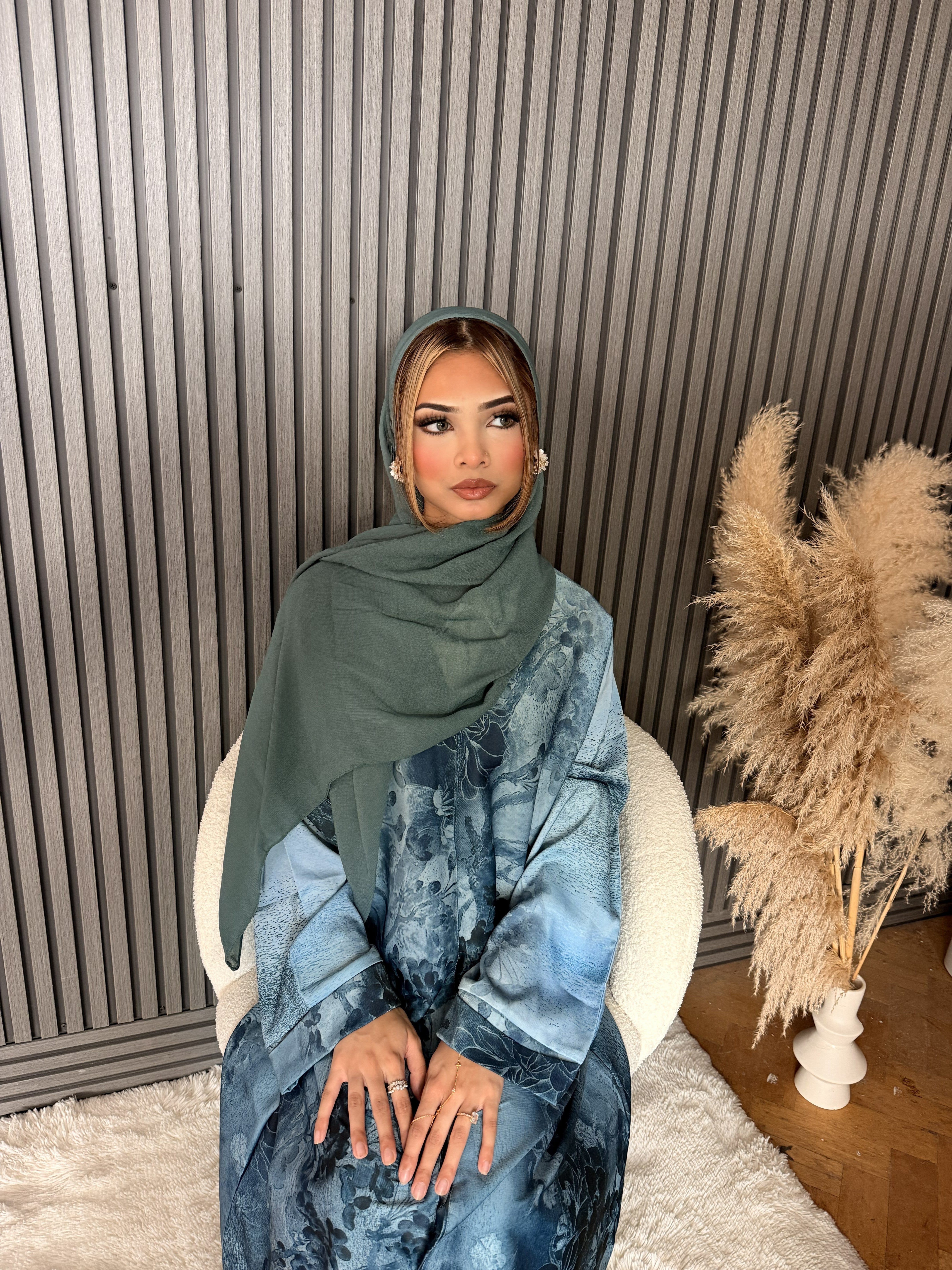 FLORAL MIST ABAYA SET BLUE